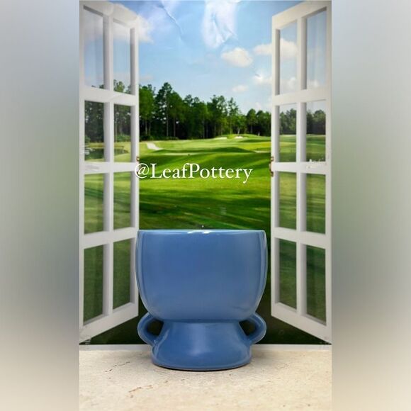 Curvy Sky Blue Ceramic Planter Pot without drainage hole - Picture 4 of 8